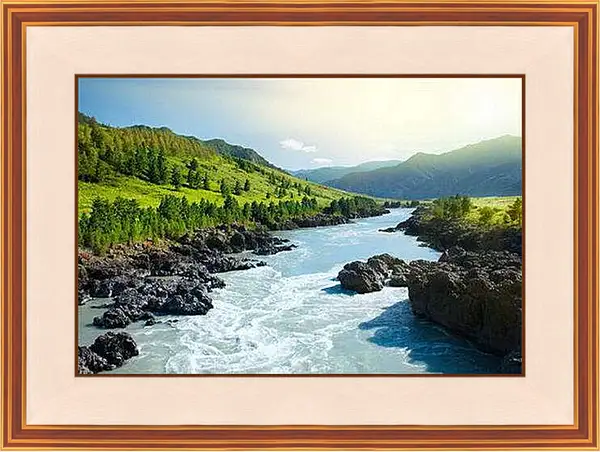 Картина в раме - Горная река