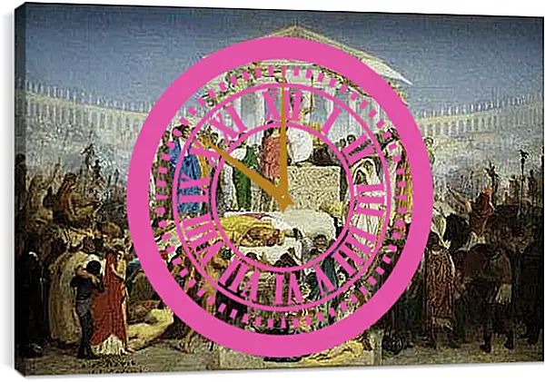 Часы картина - The Age of Augustus - The Birth of Christ. Жан-Леон Жером