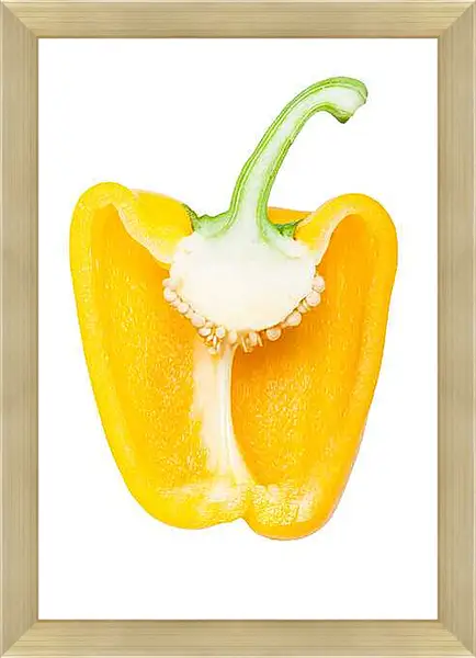 Картина в раме - Болгарский перец в разрезе, на белом фоне