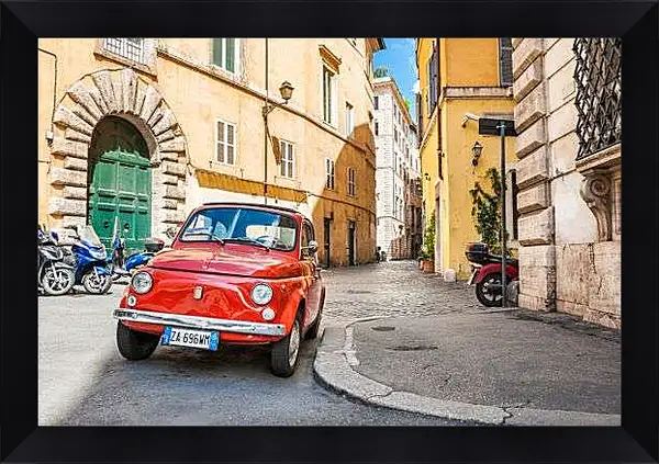 Картина в раме - Fiat Nuova 500 на улице Рима