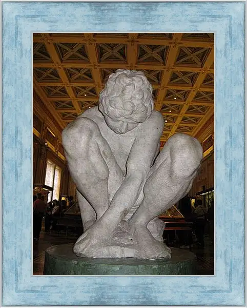 Картина в раме - Присевший мальчик Микеланджело. Микеланджело Караваджо