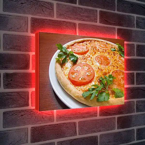 Лайтбокс световая панель - Пицца с помидорами. Аппетитная простота.