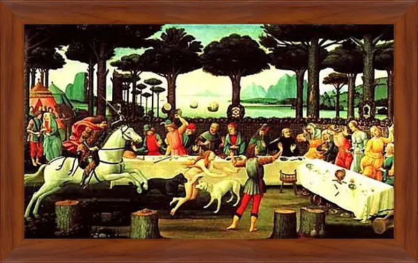Картина в раме - The story of the Nastagio degli Onesti. Сандро Боттичелли