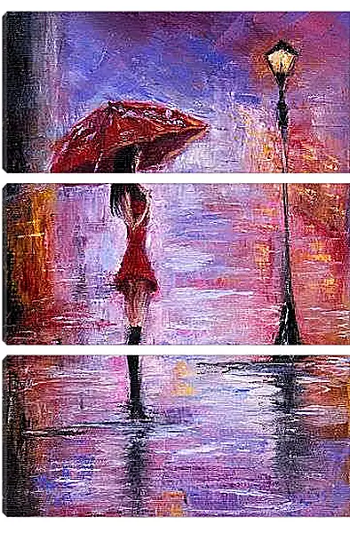 Модульная картина - Девушка под зонтом