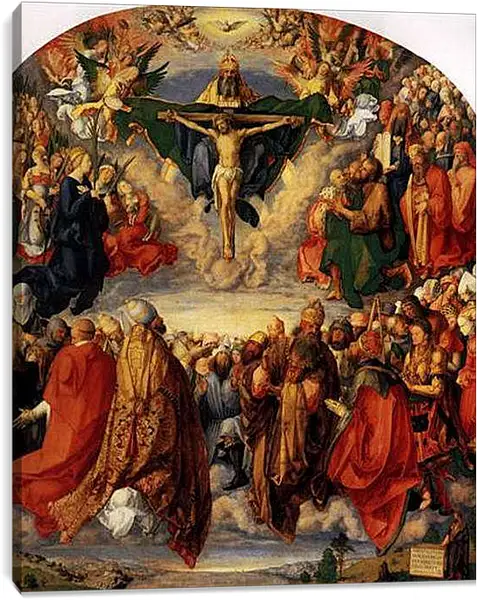 Постер на подрамнике - Adoration of the Trinity. Поклонение Святой Троице. Альбрехт Дюрер