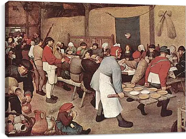 Постер на подрамнике - Крестьянская свадьба. Брейгель Питер Старший