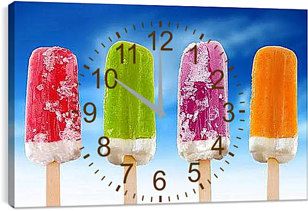 Часы картина - Мороженое разных цветов. Радуга вкуса.