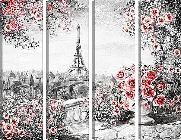 Модульная картина - Ваза с цветами