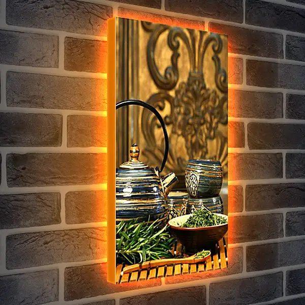 Лайтбокс световая панель - Чай и деревянная ложка. Чайная гармония.