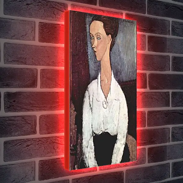 Лайтбокс световая панель - Portrait of Lunia Czechowska in white blouse. Портрет Лунии Чеховской. Амедео Модильяни