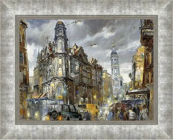 Картина в раме - Дождь в Санкт-Петербурге