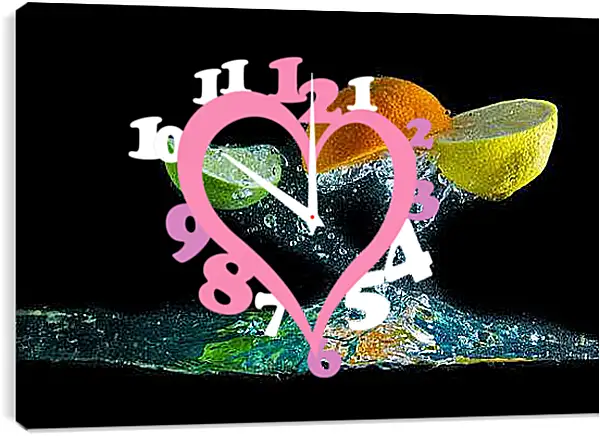 Часы картина - Фруктовые брызги. Фруктовая свежесть.