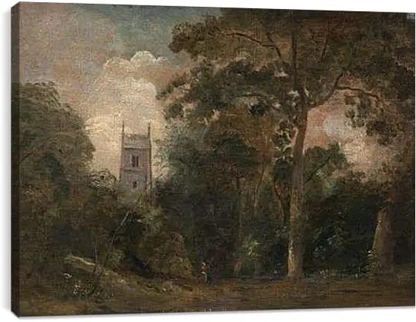 Постер на подрамнике - A Church in the Trees. Джон Констебл