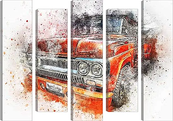 Модульная картина - Оранжевый пикап