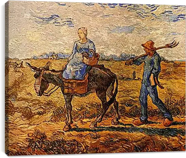 Постер на подрамнике - Morning Peasant Couple Going to Work. Винсент Ван Гог
