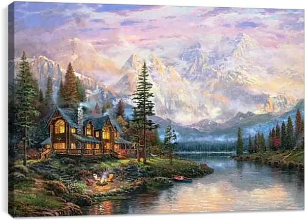 Постер на подрамнике - Костёр на берегу