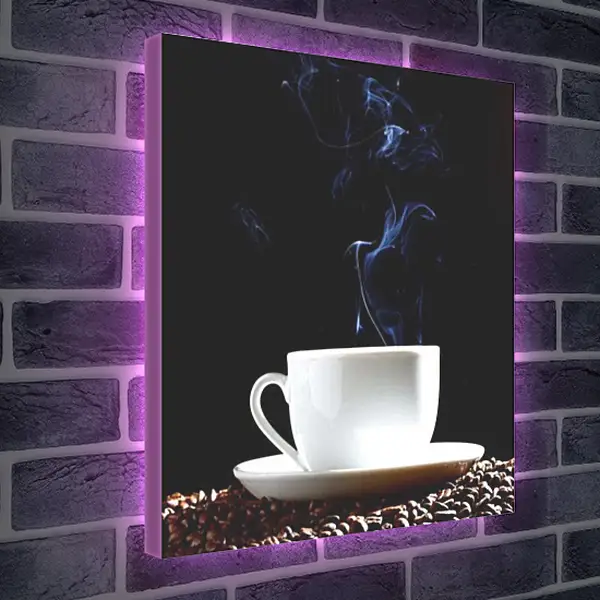 Лайтбокс световая панель - Чашка и пар. Утренний ритуал.