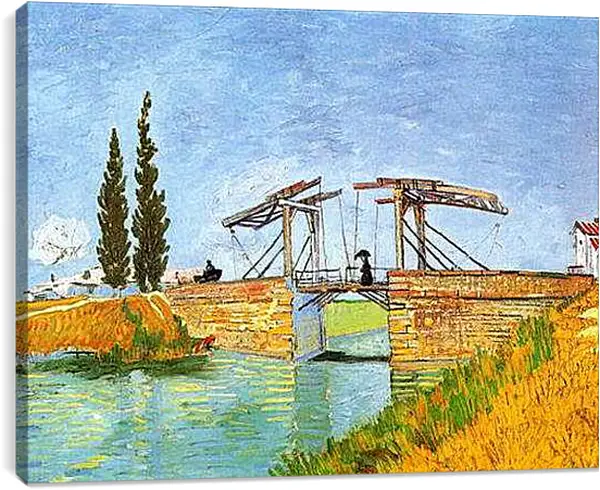 Постер на подрамнике - The Langlois Bridge at Arles with Women Washing. Винсент Ван Гог
