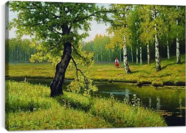 Постер на подрамнике - Летний пейзаж с девочкой. Ефим Волков