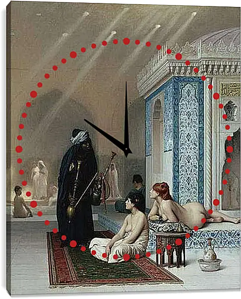 Часы картина - Pool in a Harem. Жан-Леон Жером