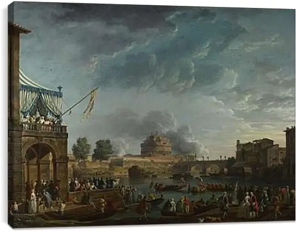 Постер на подрамнике - A Sporting Contest on the Tiber at Rome. Клод Жозеф Верне