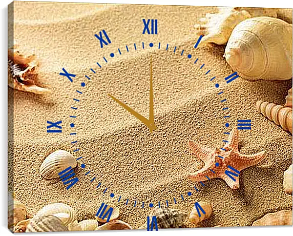 Часы картина - Ракушки на пляже