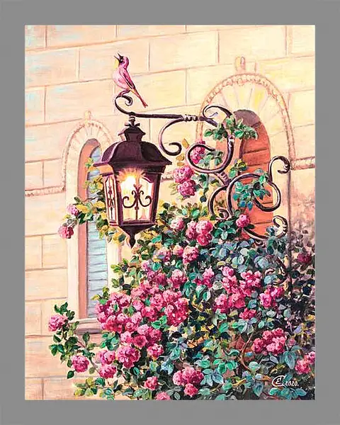 Картина в раме - Соло для нее. Итальянский мотив.Живописная картина.