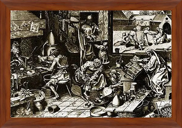 Картина в раме - Алхимики. Брейгель Питер Старший