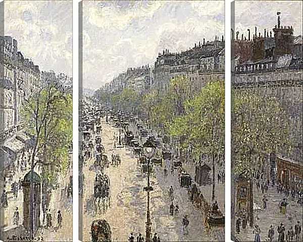 Модульная картина - Бульвар Монмартр. Весеннее утро. Камиль Писсарро