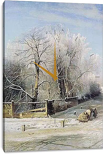 Часы картина - Зимний пейзаж. Саврасов Алексей