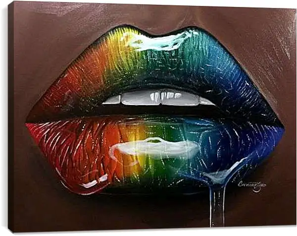 Постер на подрамнике - Разноцветные губы