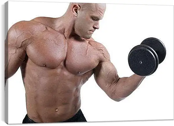 Постер на подрамнике - Атлет с гантелей