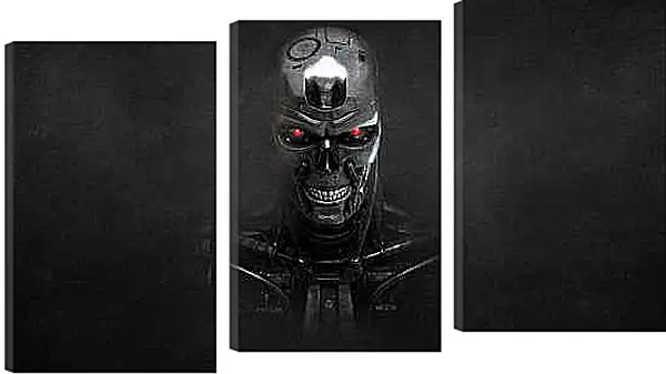 Модульная картина - Череп. Два красных глаза. Терминатор