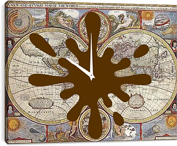 Часы картина - Древняя карта