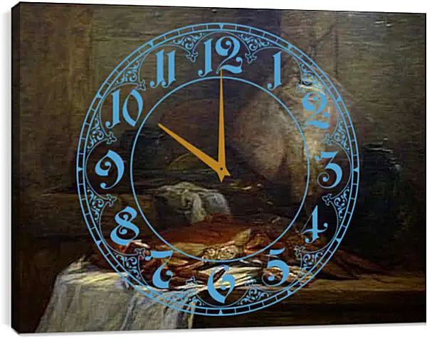 Часы картина - Nature morte a la raie. Эжен Буден