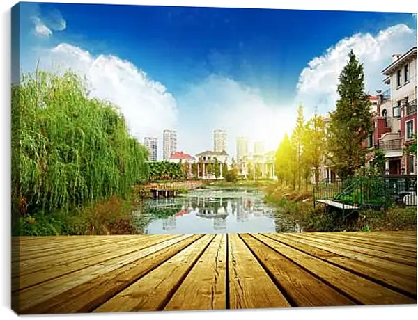 Постер на подрамнике - Bridge river - Мост река