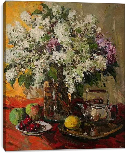 Постер на подрамнике - Цветы на столе