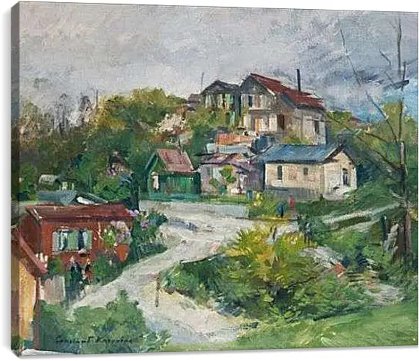 Постер на подрамнике - Вид на деревню. Коровин Константин