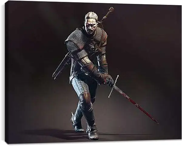 Постер на подрамнике - The Witcher 3: Wild Hunt (Ведьмак), Геральт тренеруется