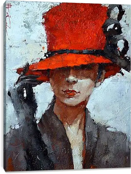 Постер на подрамнике - В красной шляпке