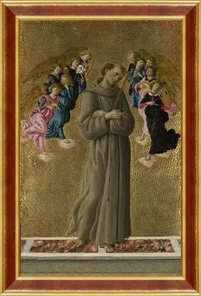 Картина в раме - Saint Francis of Assisi with Angels. Сандро Боттичелли
