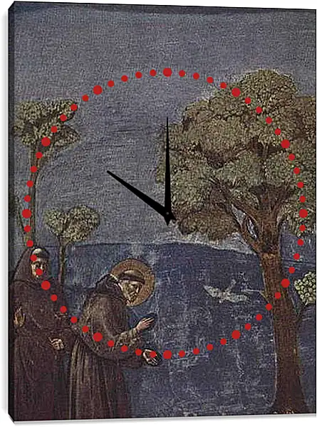 Часы картина - Проповедь Святого Франциска птицам. Фрагмент. Джотто ди Бондоне