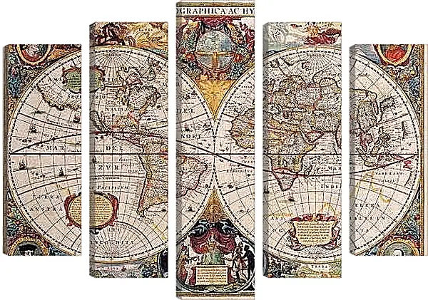 Модульная картина - Старинная карта