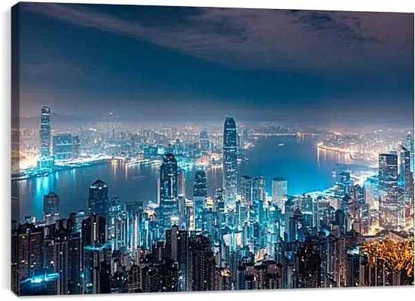 Постер на подрамнике - Ночной Гонконг