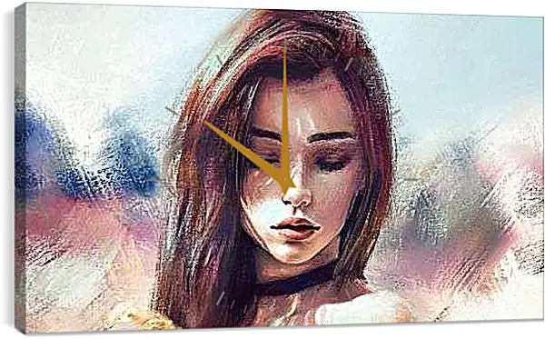 Часы картина - Шатенка