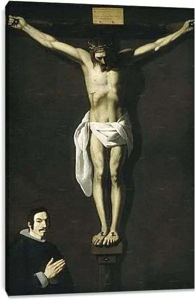 Постер на подрамнике - Christ Crucified with the Sponsor. Распятие с донатором. Франсиско де Сурбаран