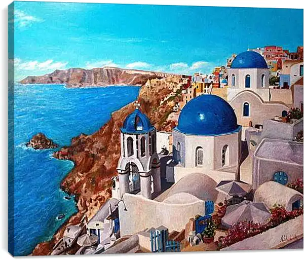 Постер на подрамнике - Город на берегу моря