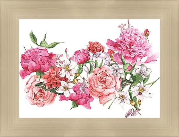 Картина в раме - Пионы