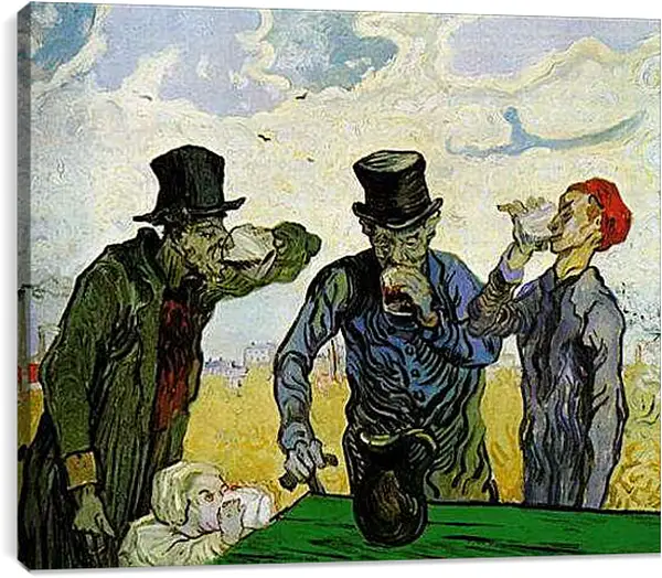 Постер на подрамнике - The Drinkers. Винсент Ван Гог