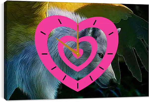 Часы картина - Волки